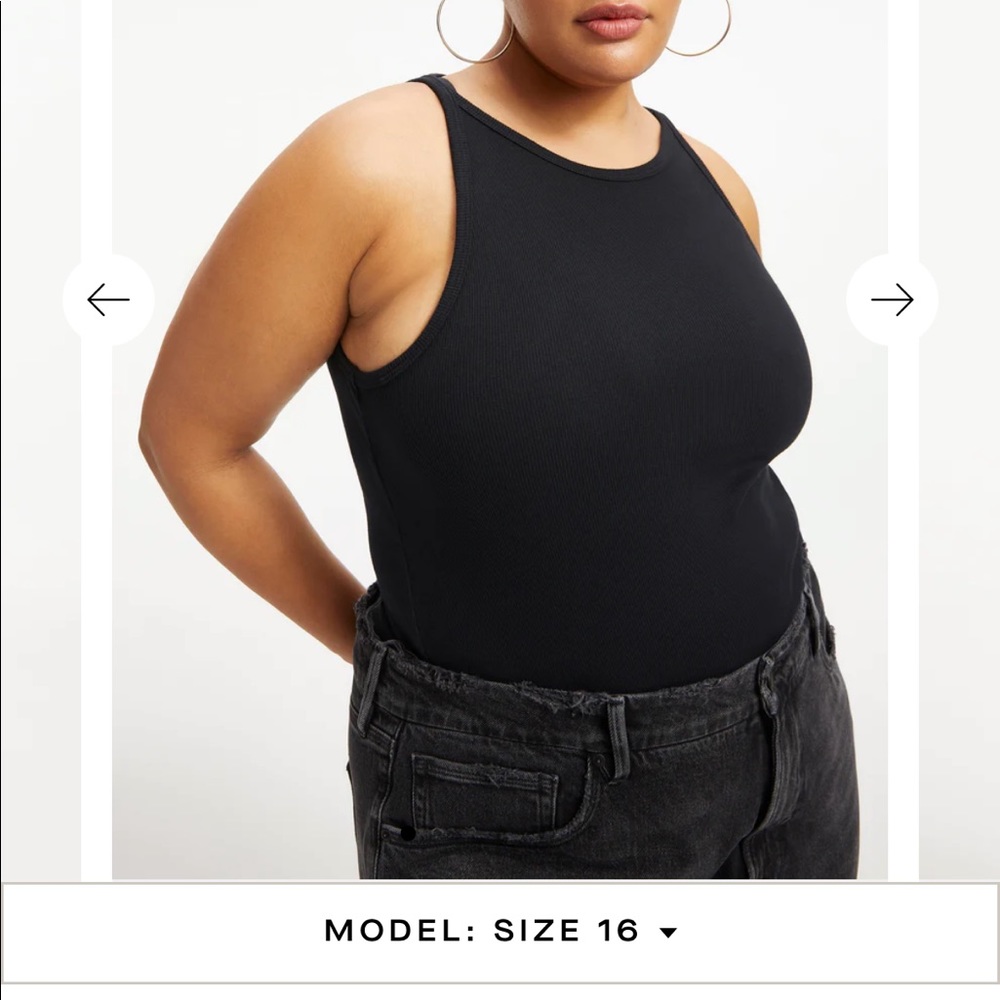 Good American black ribbed tank in black size 4 which is XL, NWT, brand new